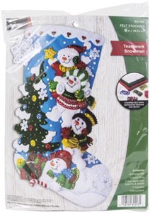 Picture of Bucilla Felt Stocking Applique Kit 18" Long-Teamwork Santa