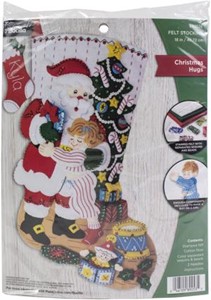 Picture of Bucilla Felt Stocking Applique Kit 18" Long-Christmas Hugs