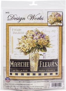 Picture of Design Works Counted Cross Stitch Kit 16"X16"-Marche De Fleurs (14 Count)