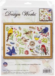 Picture of Design Works Counted Cross Stitch Kit 12"X18"-Bird Study (14 Count)