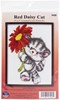 Picture of Design Works Counted Cross Stitch Kit 5"X7"-Red Daisy Cat (14 Count)