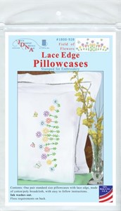 Picture of Jack Dempsey Stamped Pillowcases W/White Lace Edge 2/Pkg-Field Of Flowers