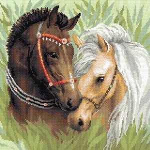 Picture of RIOLIS Diamond Mosaic Embroidery Kit 15.75"X15.75"-Pair of Horses