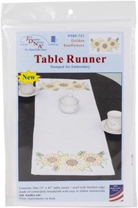 Picture of Jack Dempsey Stamped Table Runner/Scarf 15"X42"-Golden Sunflowers