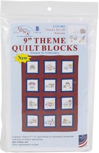 Picture of Jack Dempsey Themed Stamped White Quilt Blocks 9"X9" 12/Pkg-Trucks for all Seasons
