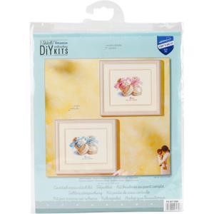 Picture of Vervaco Counted Cross Stitch Kit 7.75"X6.5"-Baby Boots Record On Aida (18 Count)