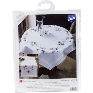 Picture of Vervaco Stamped Table Runner Embroidery Kit 16"X40"-Pretty Pansies