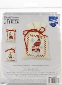 Picture of Vervaco Sachet Bags Counted Cross Stitch Kit 3.2"X4.8" 3/Pkg-Christmas Gnomes On Aida (18 Count)