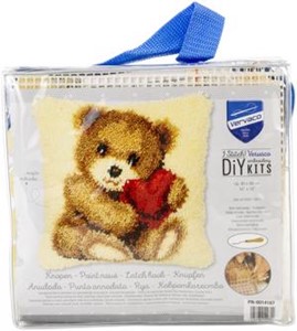 Picture of Vervaco Cushion Latch Hook Kit 16"X16"-Bear Cub W/Heart