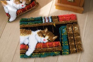 Picture of Vervaco Latch Hook Rug Kit 21.25"X15.5"-Cat On Bookshelf