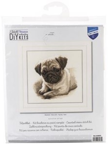Picture of Vervaco Counted Cross Stitch Kit 8.5"X8.5"-Pug Dog On Aida (14 Count)