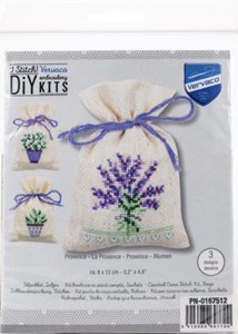 Picture of Vervaco Sachet Bags Counted Cross Stitch Kit 3.25"X4.75"-Provence (14 Count) 3/Pkg