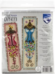 Picture of Vervaco Bookmark Counted Cross Stitch Kit 2.4"X8" 2/Pkg-Vintage Mannequins (14 Count)