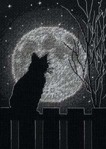 Picture of Dimensions Counted Cross Stitch Kit 5"X7"-Black Moon Cat (14 Count)