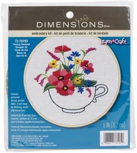 Picture of Dimensions Embroidery Kit 6" Round-Teacup Bouquet-Stitched In Thread