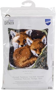 Picture of Vervaco Counted Cross Stitch Cushion Kit 16"X16"-Foxes