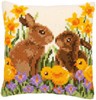 Picture of Vervaco Counted Cross Stitch Cushion Kit 16"X16"-Rabbits with chicks