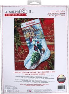 Picture of Dimensions Counted Cross Stitch Kit 16" Long-Christmas Tradition Stocking