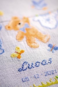 Picture of Vervaco Counted Cross Stitch Kit 8.8"X8"-Birth Bear (14 Count)