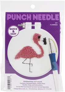 Picture of Design Works Punch Needle Kit 3.5" Round-Flamingo