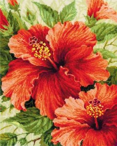 Picture of RIOLIS Counted Cross Stitch Kit 15.75"X19.75"-Hibiscus (10 Count)