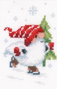 Picture of Vervaco Counted Cross Stitch Greeting Card Kit 4.25"X6" 3/Pk-Christmas Gnomes (14 Count)