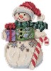 Picture of Mill Hill/Jim Shore Counted Cross Stitch Kit 3.5"x5"-Snowman With Candy Cane (14 Count)
