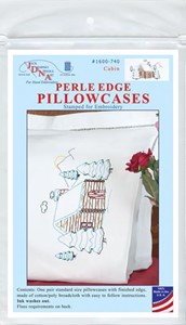 Picture of Jack Dempsey Stamped Pillowcases W/White Perle Edge 2/Pkg-Cabin
