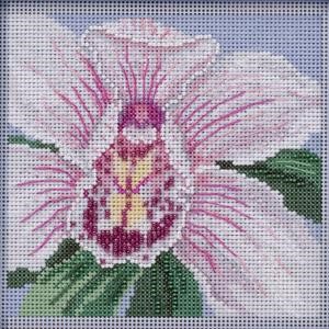Picture of Mill Hill Buttons & Beads Counted Cross Stitch Kit 5"X5"-White Orchid (14 Count)