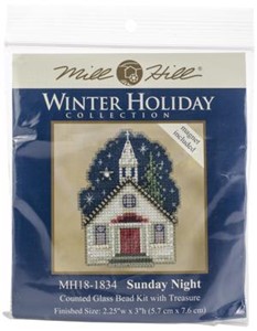 Picture of Mill Hill Counted Cross Stitch Ornament Kit 2.75"X2.5"-Sunday Night-Perforated Paper
