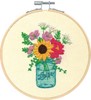 Picture of Dimensions Embroidery Kit 6" Round-Floral Jar