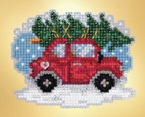 Picture of Mill Hill Counted Cross Stitch Kit 3.25"X2.25"-Tree Shopping 3/Pkg (14 Count)