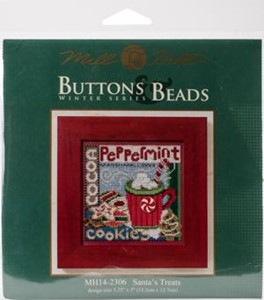 Picture of Mill Hill Buttons & Beads Counted Cross Stitch Kit 5"X5"-Santa's Treats Winter (14 Count)