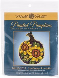 Picture of Mill Hill Counted Cross Stitch Ornament Kit 2.5"X3"-Sunflower Pumpkin (14 Count)