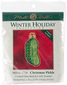 Picture of Mill Hill Counted Cross Stitch Kit 1.5"X3.5"-Christmas Pickle (14 Count)
