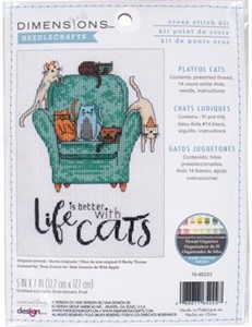 Picture of Dimensions Counted Cross Stitch Kit 5"X7"-Playful Cats (14 Count)