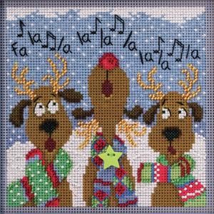 Picture of Mill Hill Buttons & Beads Counted Cross Stitch Kit 5"X5"-Reindeer Chorus (14 Count)