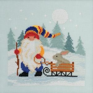 Picture of Mill Hill Counted Cross Stitch Kit 6"X6"-Sledding Gnome (28 Count)