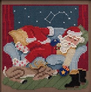 Picture of Mill Hill Buttons & Beads Counted Cross Stitch Kit 5"X5"-Good Night Santa (14 Count)