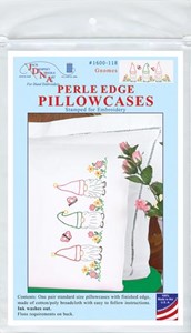 Picture of Jack Dempsey Stamped Pillowcases W/White Perle Edge 2/Pkg-Gnomes