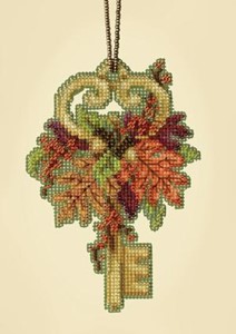 Picture of Mill Hill Counted Cross Stitch Ornament Kit 3"X5"-Autumn Key (14 Count)