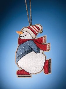 Picture of Mill Hill Counted Cross Stitch Ornament Kit 2.5"X3.5"-Skating Snowman (14 Count)