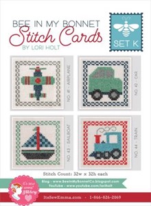 Picture of It's Sew Emma Stitch Cards 4/Pkg-Bee In My Bonnet Set K