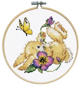 Picture of Design Works Counted Cross Stitch Kit 8" Round-Bunny (11 Count)