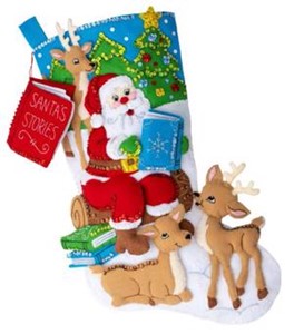 Picture of Bucilla Felt Stocking Applique Kit 18" Long-Storytime Santa