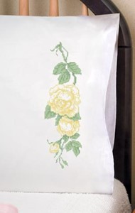 Picture of Tobin Stamped For Embroidery Pillowcase Pair 20"X30"-Yellow Rose