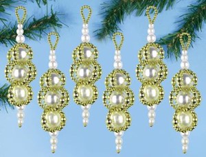 Picture of Design Works Beaded Ornament Kit 1.25"X7" Set of 6-Pearl Drops
