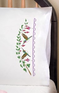 Picture of Tobin Stamped For Embroidery Pillowcase Pair 20"X30"-Hummingbird