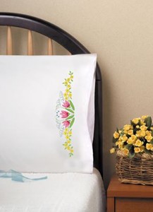Picture of Tobin Stamped For Embroidery Pillowcase Pair 20"X30"-Tulip Time