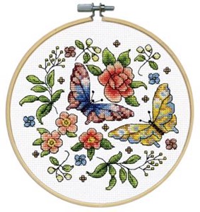 Picture of Design Works Counted Cross Stitch Kit 8" Round-Butterfly (11 Count)